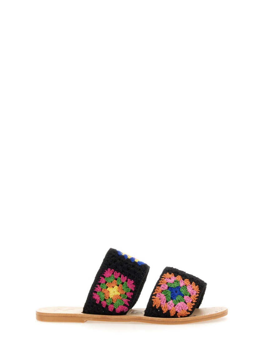 Black Floral Yucatan Sandals 1