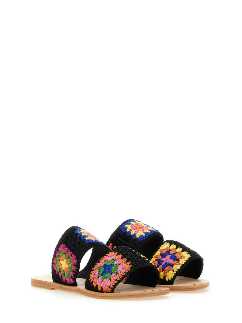 Black Floral Yucatan Sandals 4