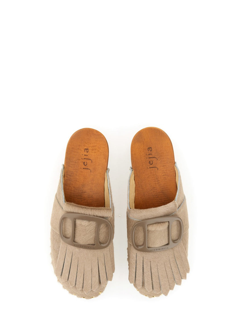 Beige Fringes Mules 2