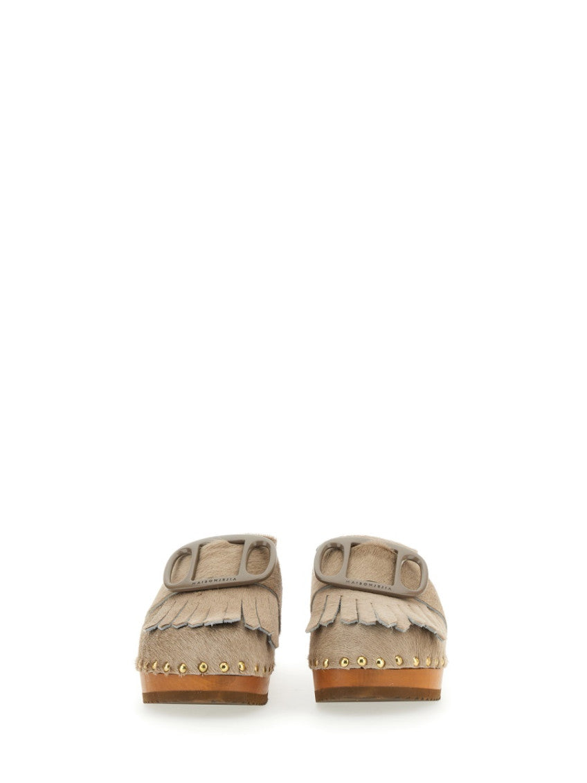 Beige Fringes Mules 4
