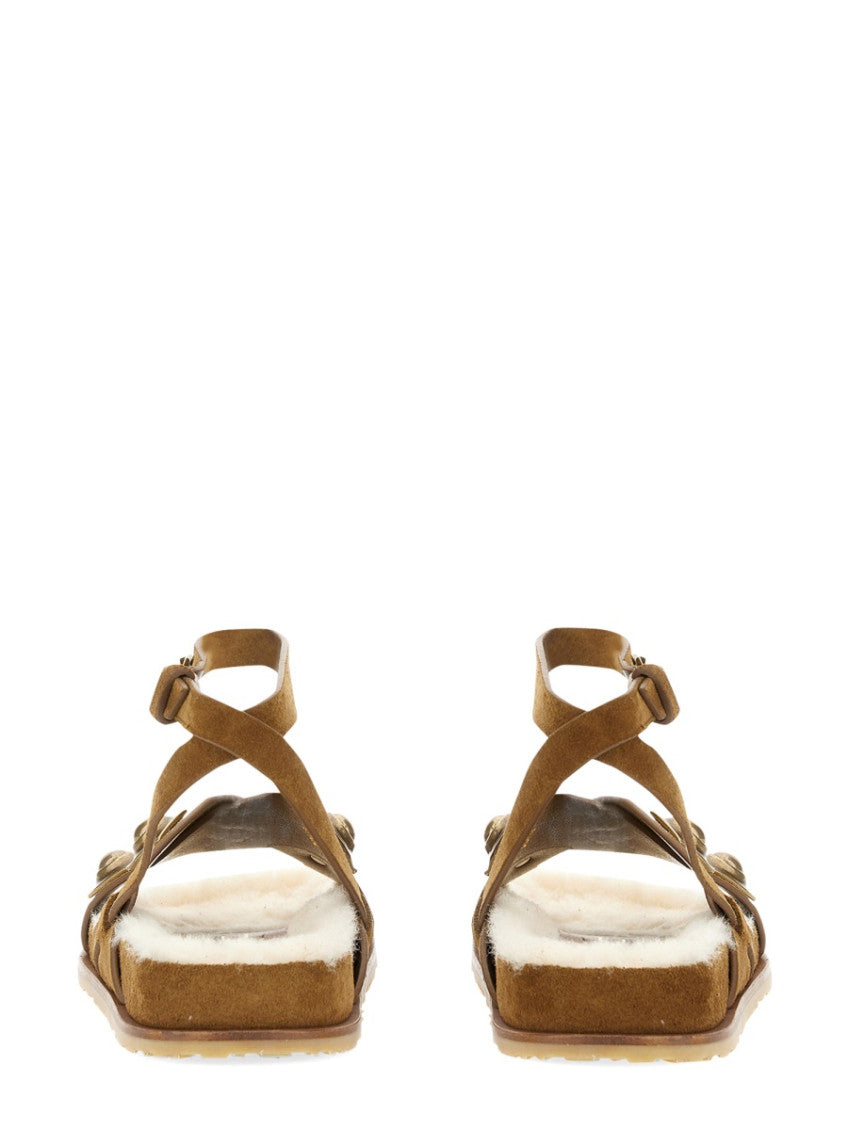 Beige Suede Crown-Me Sandals 2
