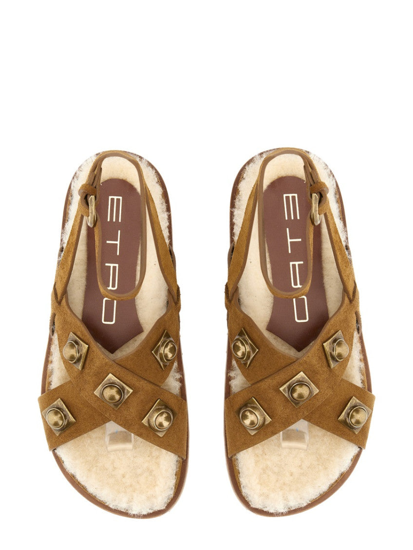 Beige Suede Crown-Me Sandals 4