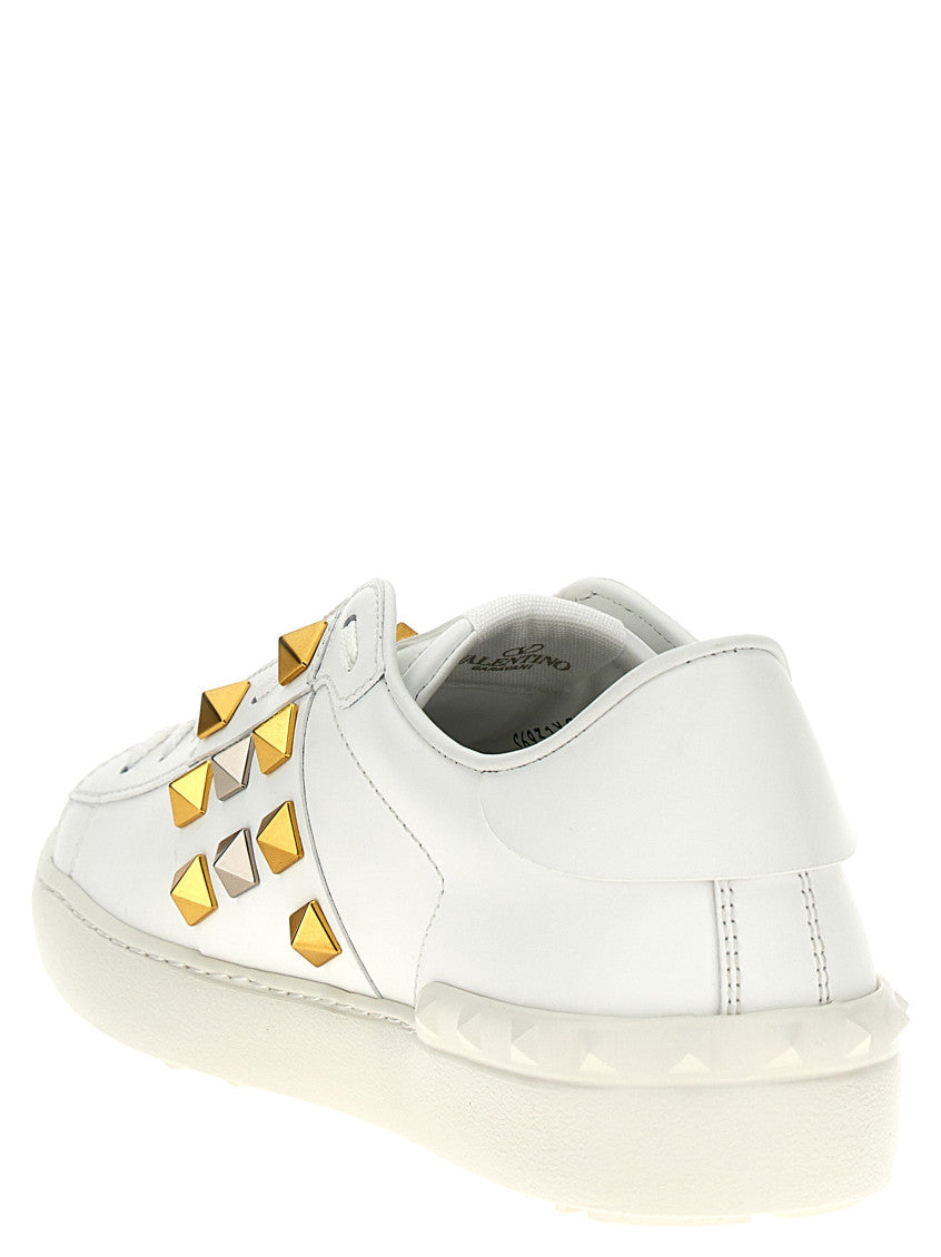 White Leather Rockstud Sneakers 3