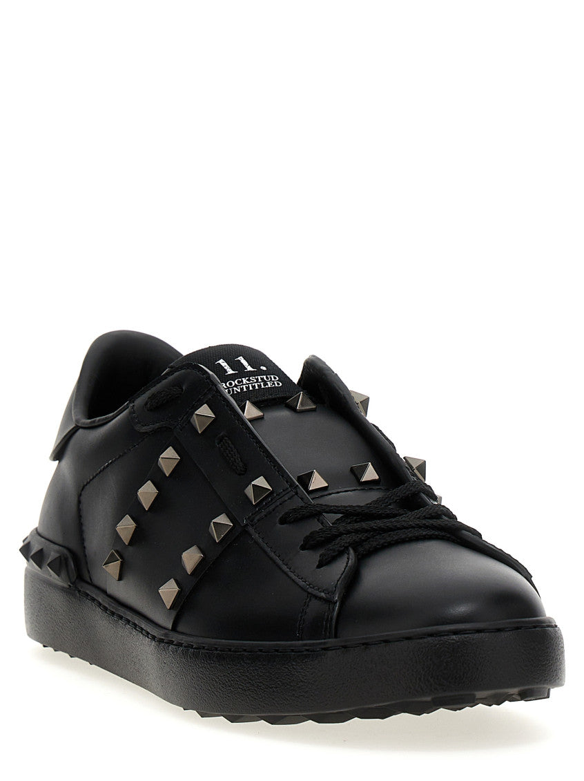 Black Leather Rockstud Sneakers 2