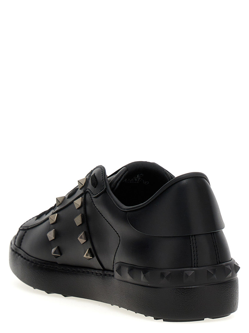 Black Leather Rockstud Sneakers 3