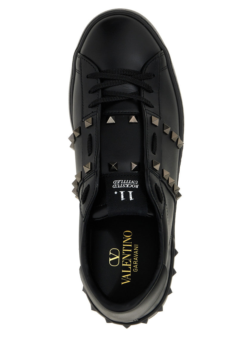 Black Leather Rockstud Sneakers 4