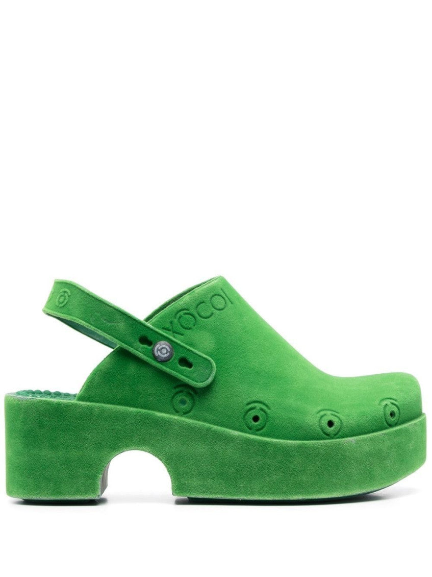 Green Slingback Platform Mules 1