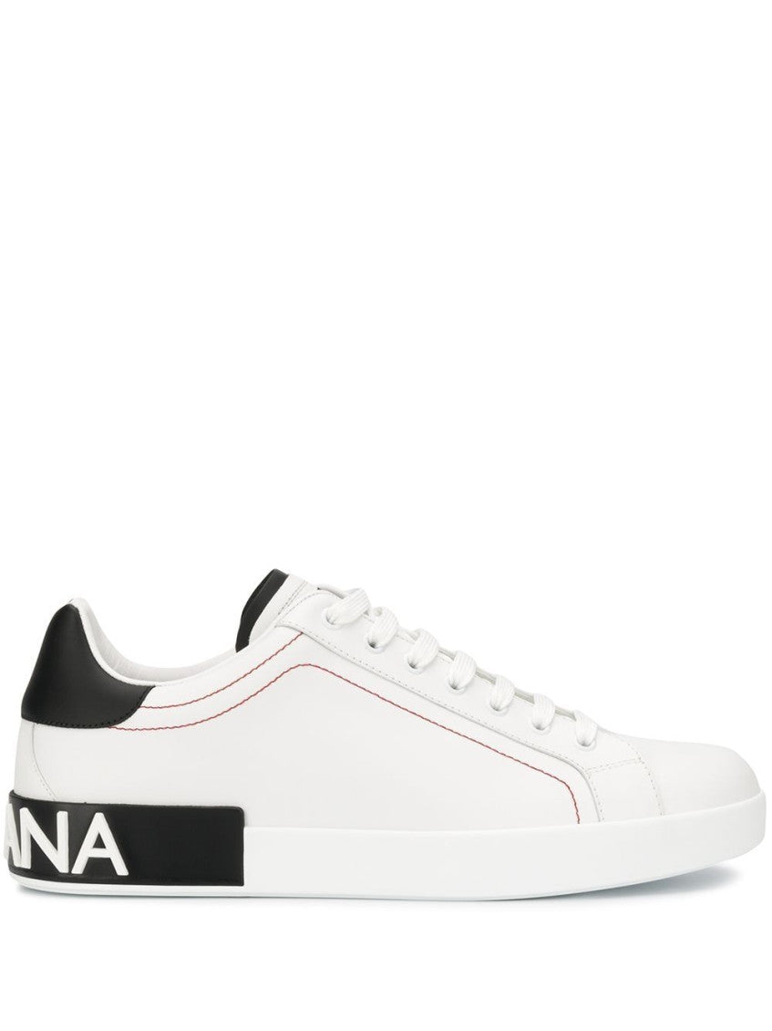 BlackWhite Leather Sneakers 1