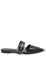 Black Black Buckled Leather Flats 1