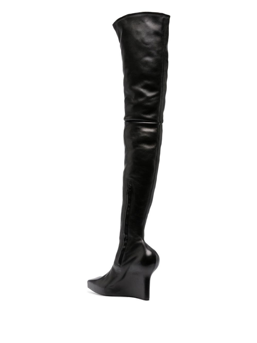 Black Leather Over The Knee Boots 5