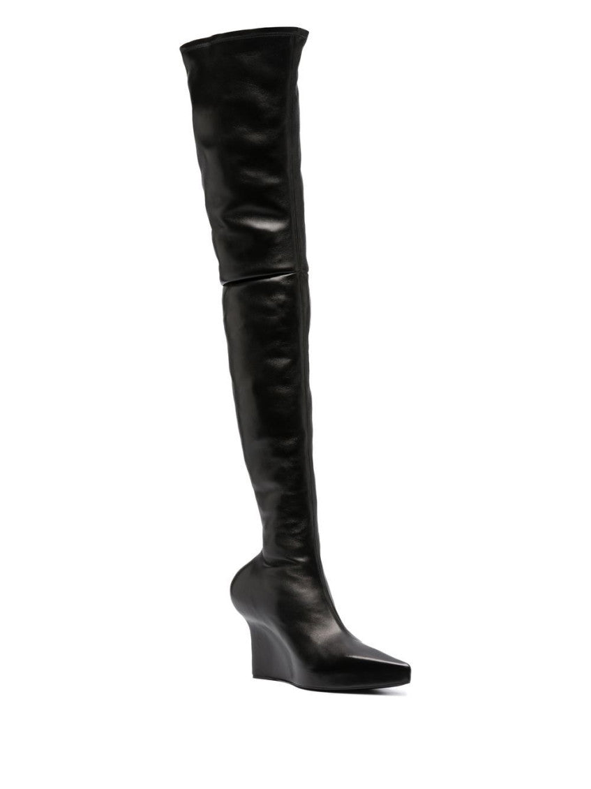 Black Leather Over The Knee Boots 8