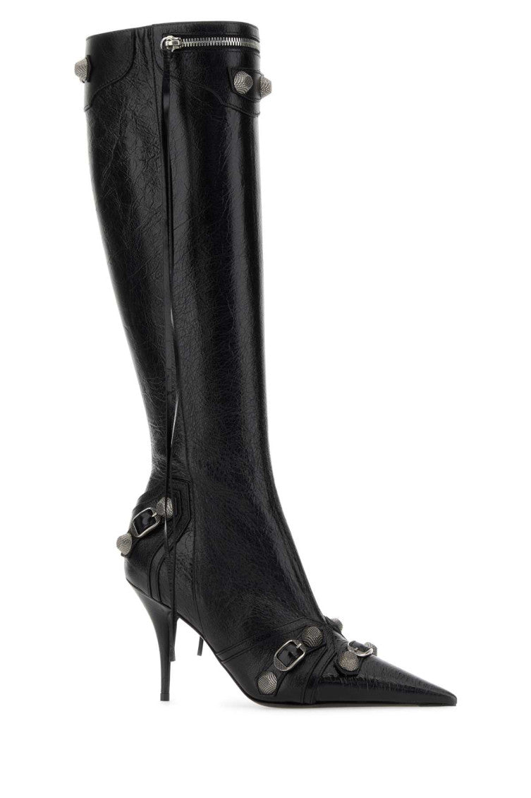 Black Leather Cagole Boots 2