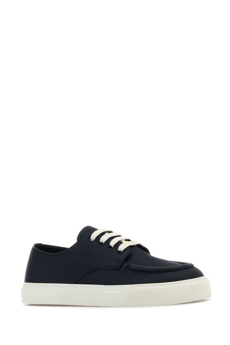 Navy Blue Leather Sneakers 2