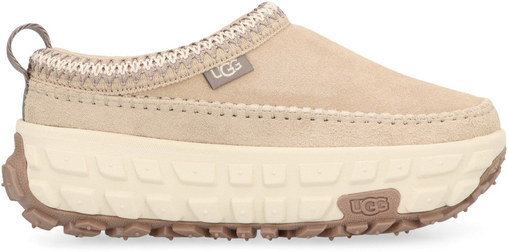 Beige Solid Venture Mules. 2
