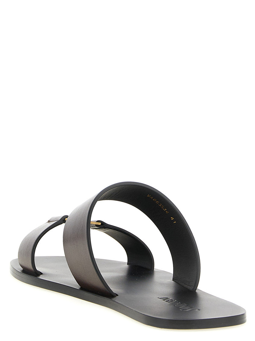 Dark Brown Logo Sandals 3