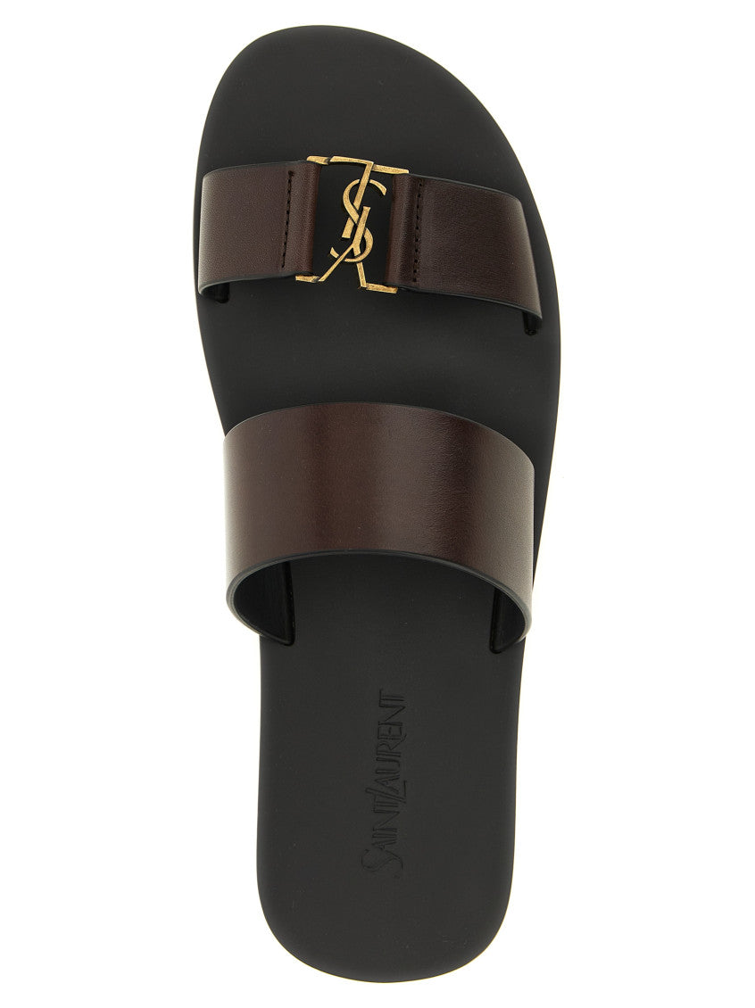 Dark Brown Logo Sandals 4