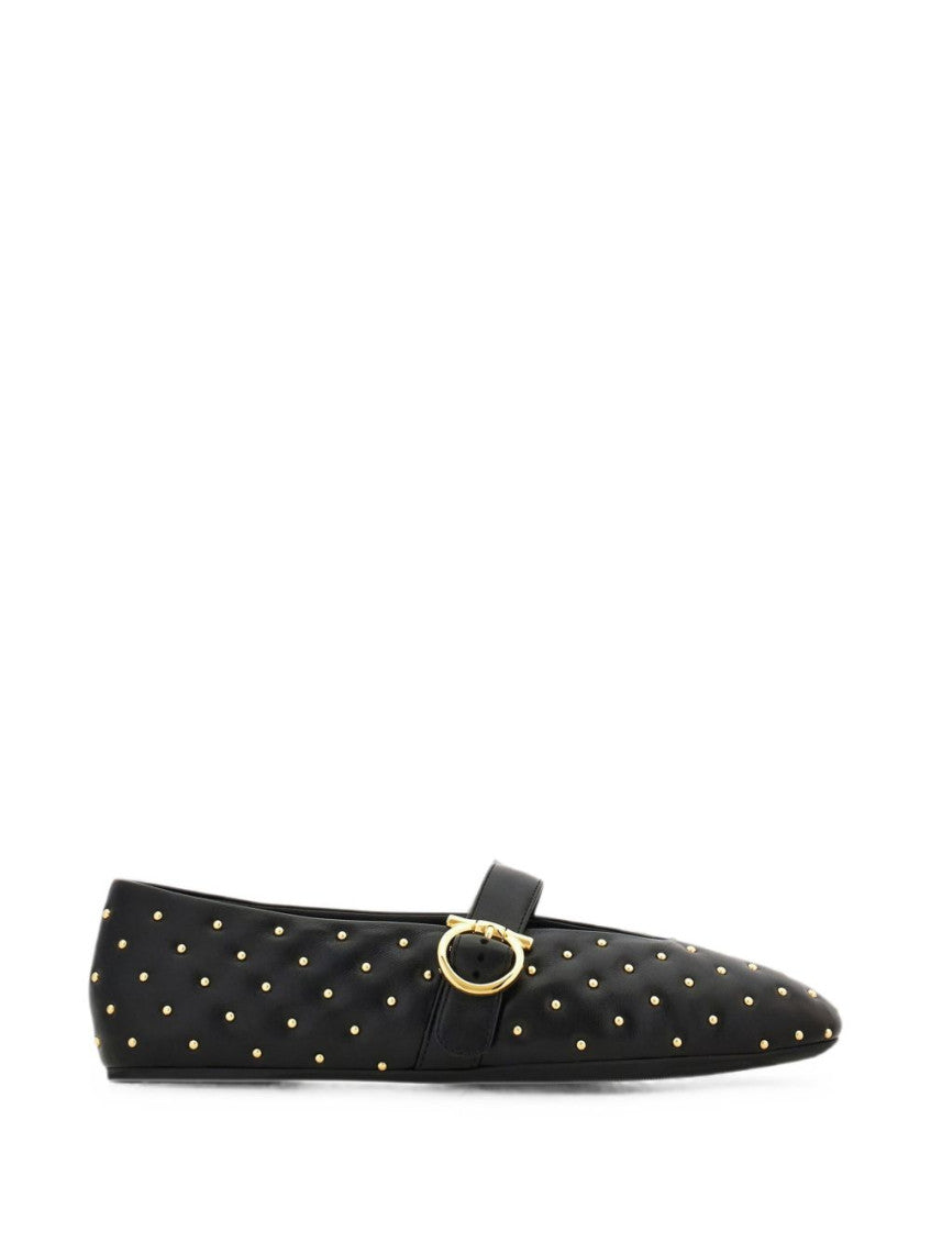 Black Leather Ballet Flats 1