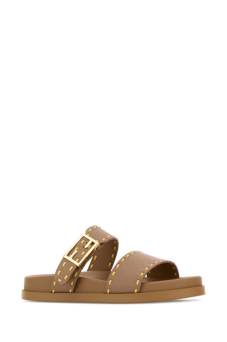 Camel Studded Feel Slides 2