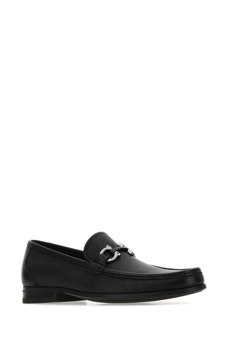 Black Textured Loafers 2