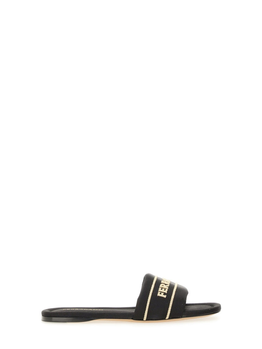 Black Logo Slide Sandals 1