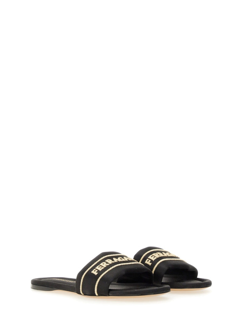 Black Logo Slide Sandals 2