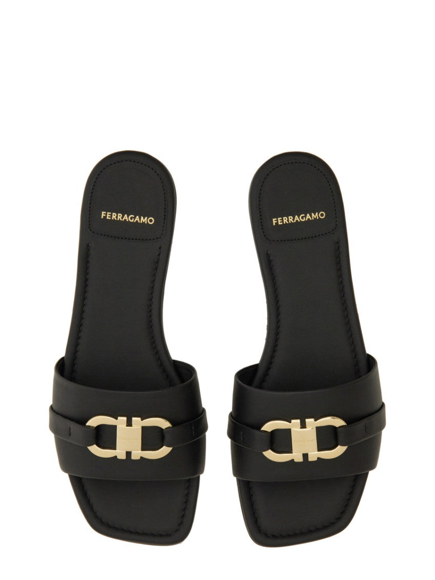 Black Solid Slide Sandals 2