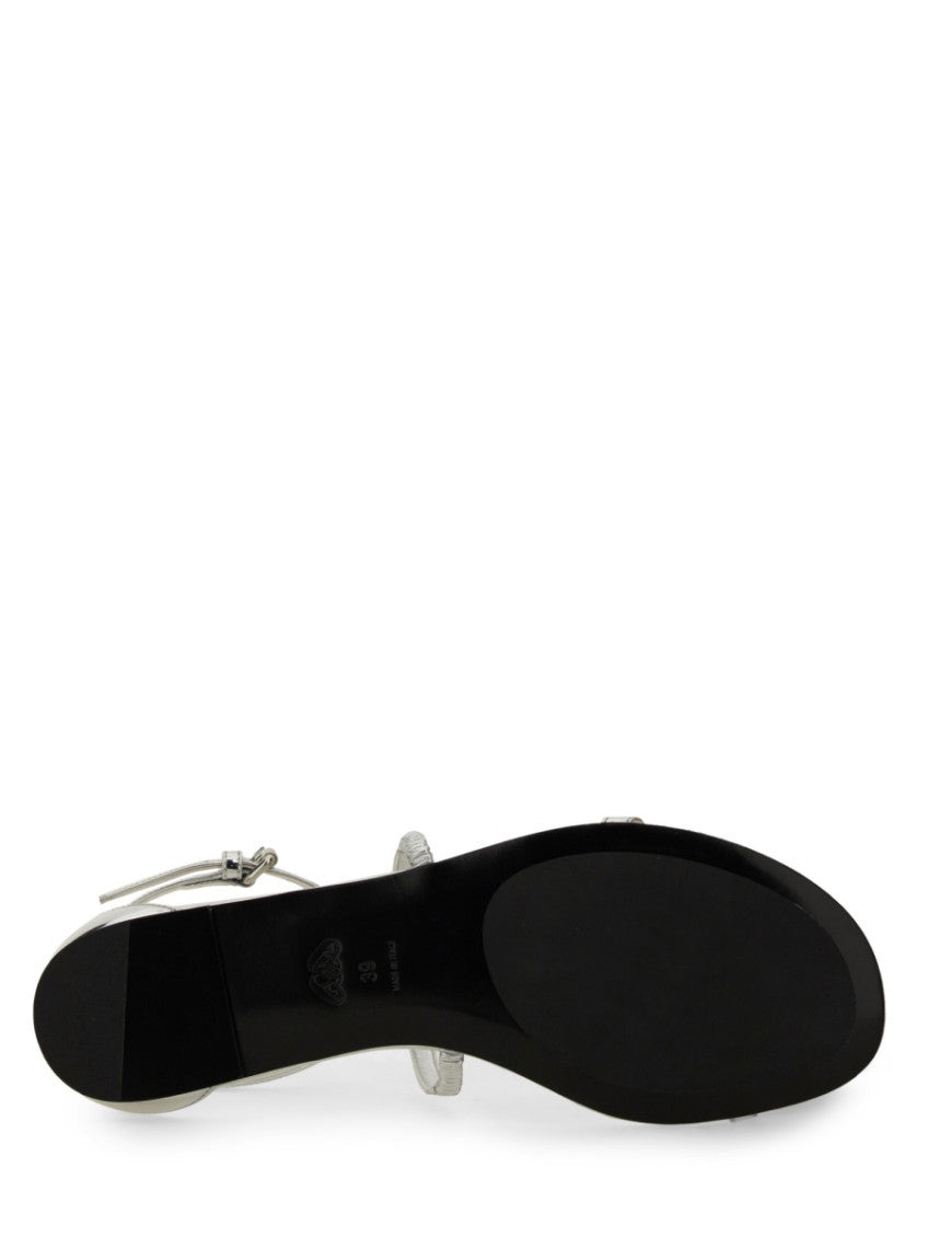 Silver Solid Sandals 5