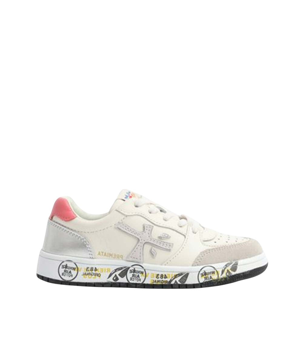 Kids White Lace-up Sneakers 1