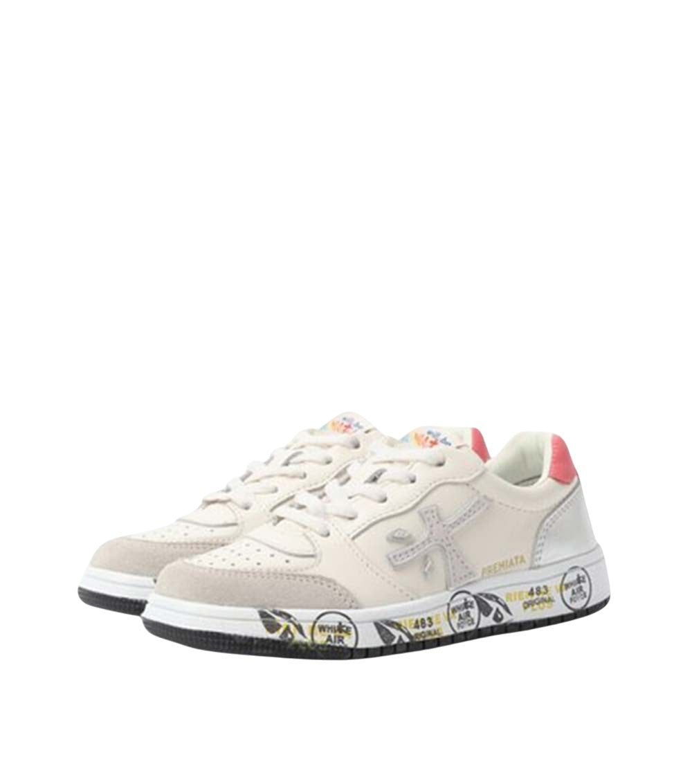 Kids White Lace-up Sneakers 2
