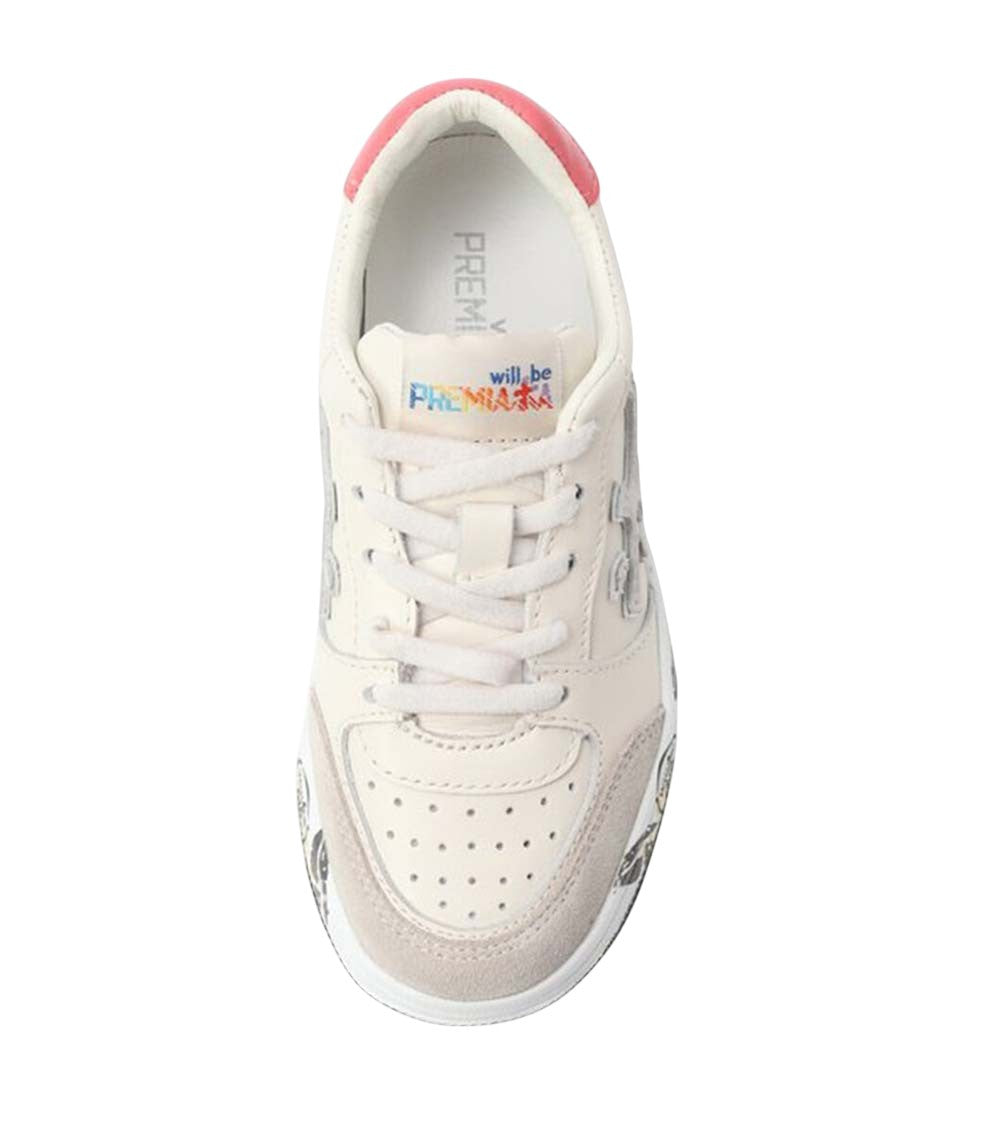 Kids White Lace-up Sneakers 3