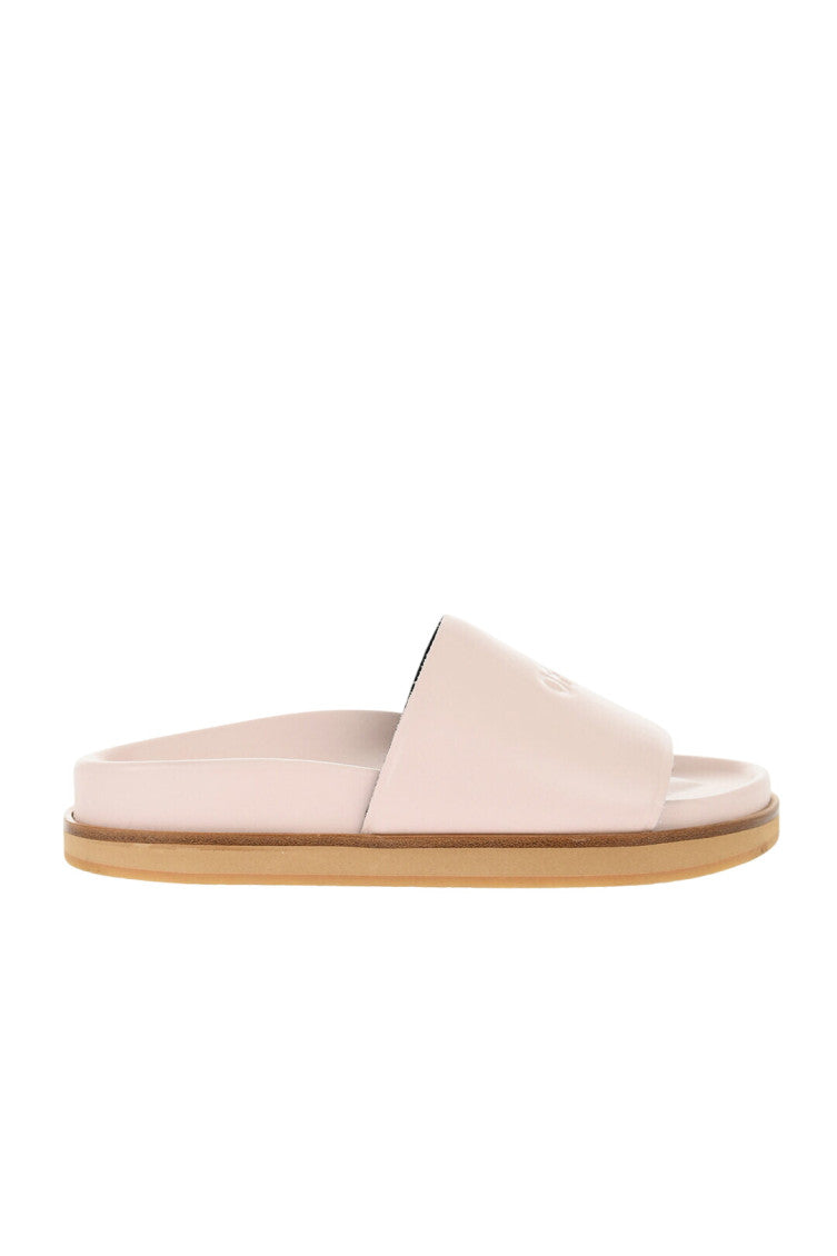 Pink Leather Slides 1
