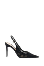 Black Lace Slingback Pumps 1