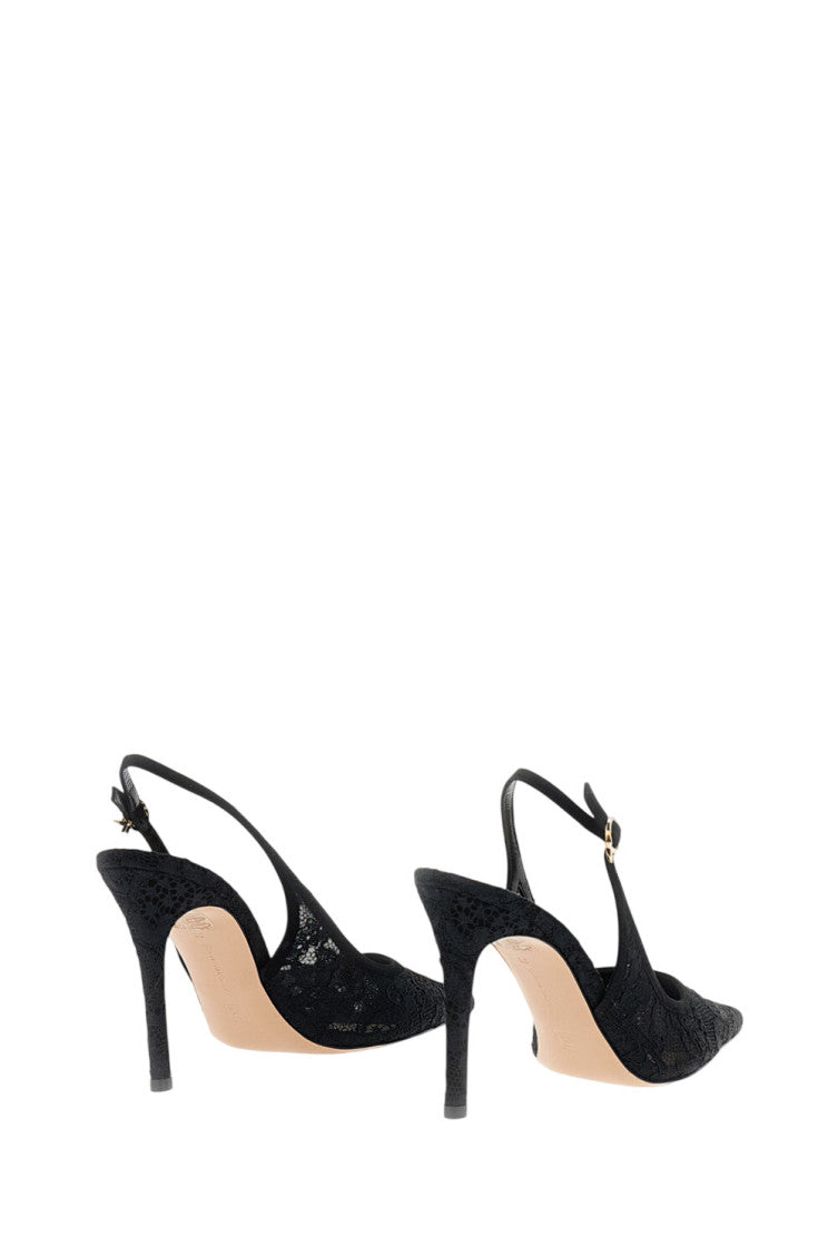 Black Lace Slingback Pumps 3