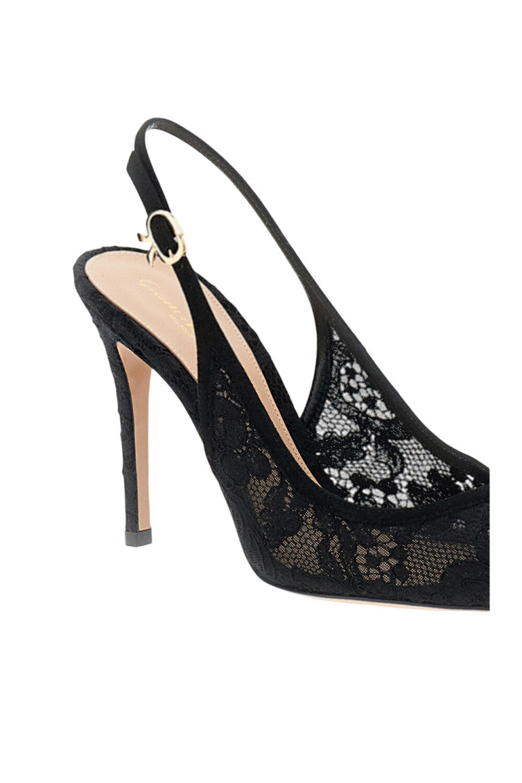 Black Lace Slingback Pumps 4
