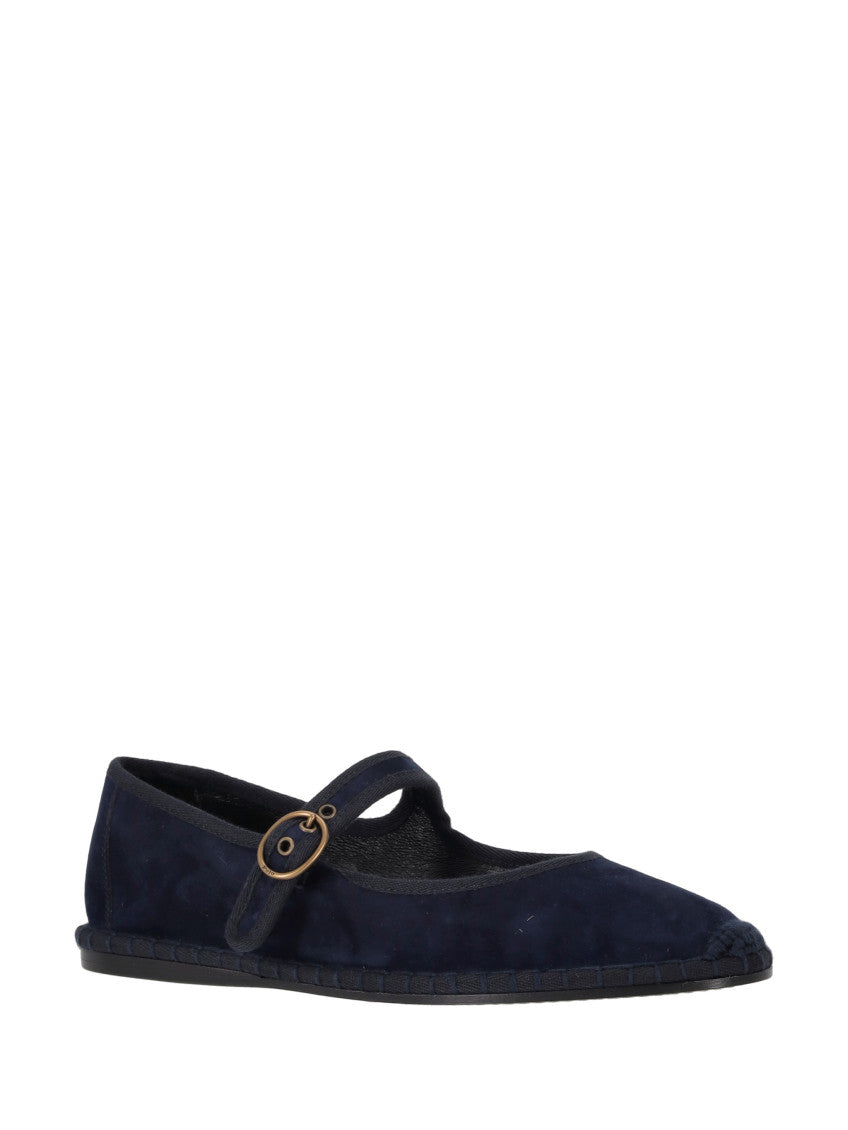 Navy Blue Suede Ballet Flats 1