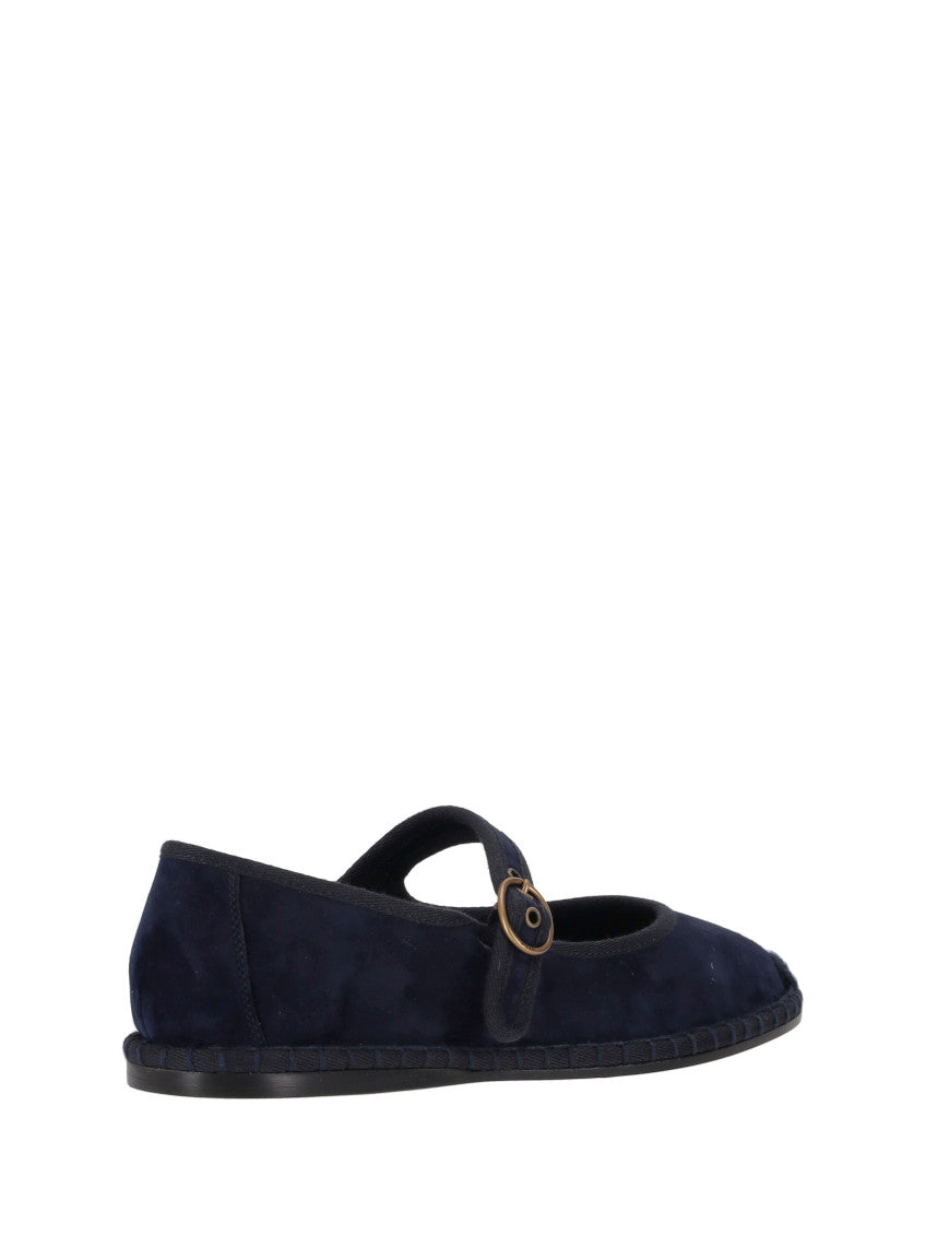 Navy Blue Suede Ballet Flats 4