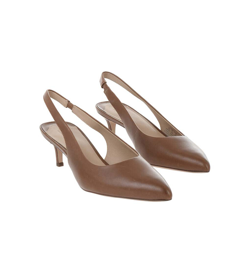 Brown Leather Slingback Pumps 2