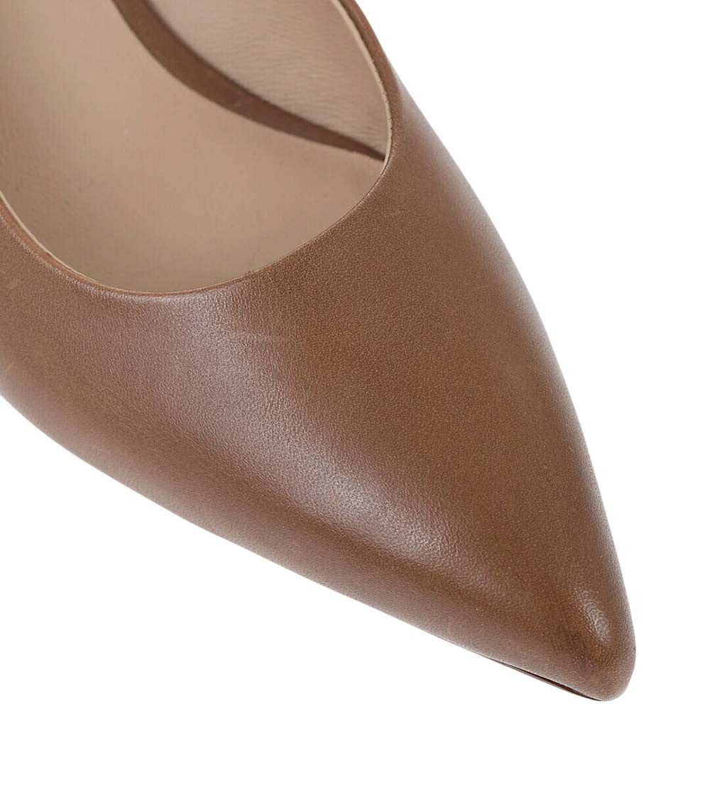 Brown Leather Slingback Pumps 4