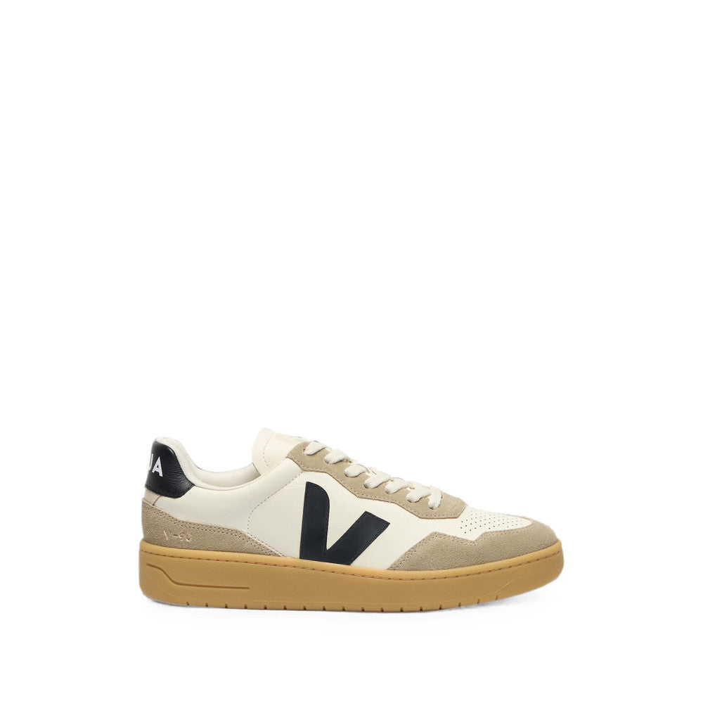 White Perforated V-90 Sneakers 1