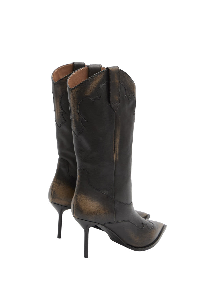 Black Embroidered Lidia Boots 2