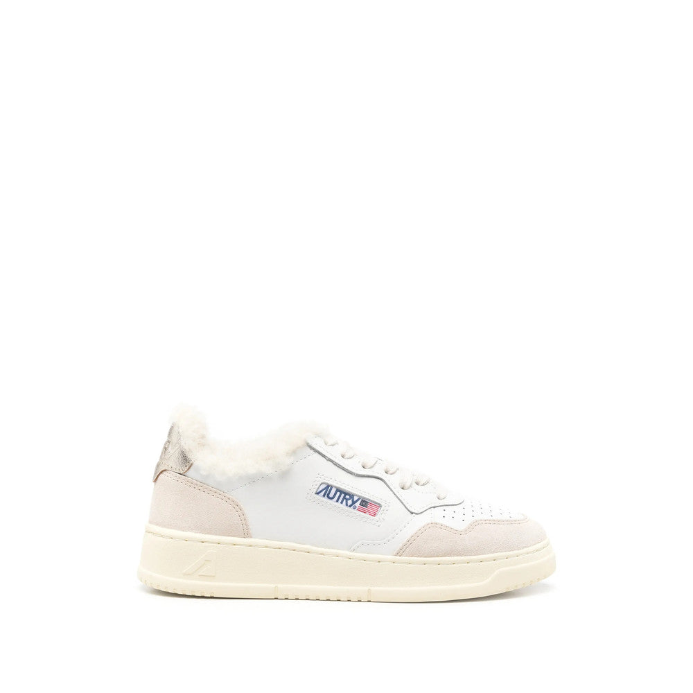 White Shearling Trim Sneakers 1