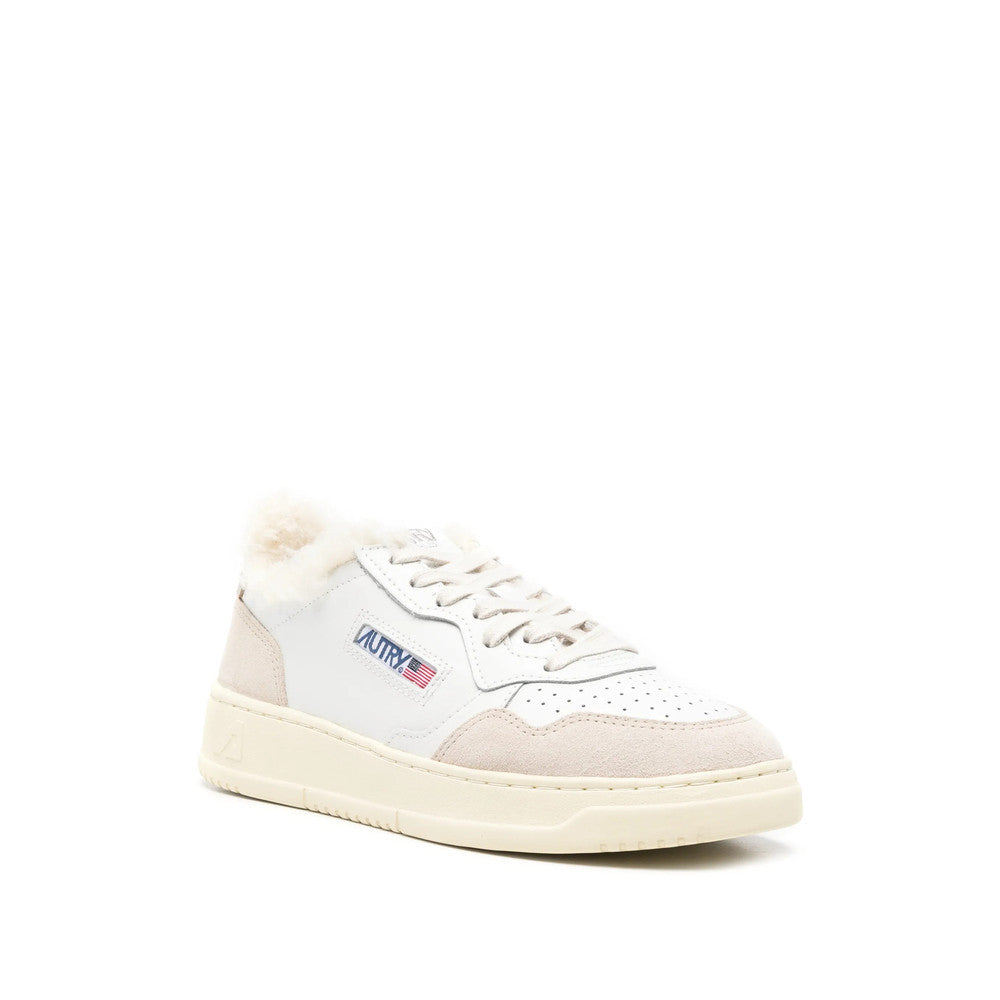 White Shearling Trim Sneakers 2