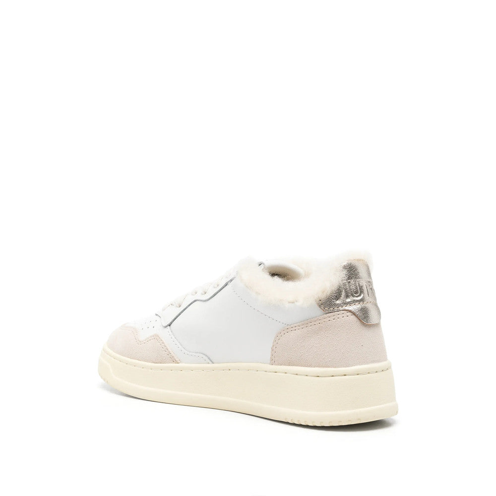 White Shearling Trim Sneakers 4