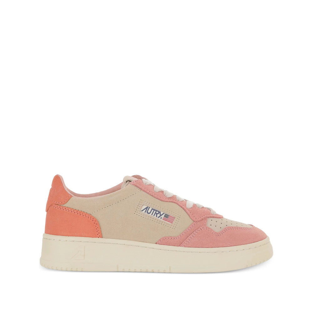 Beige Color Block Medalist Low Sneakers 1