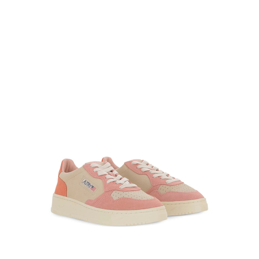 Beige Color Block Medalist Low Sneakers 2