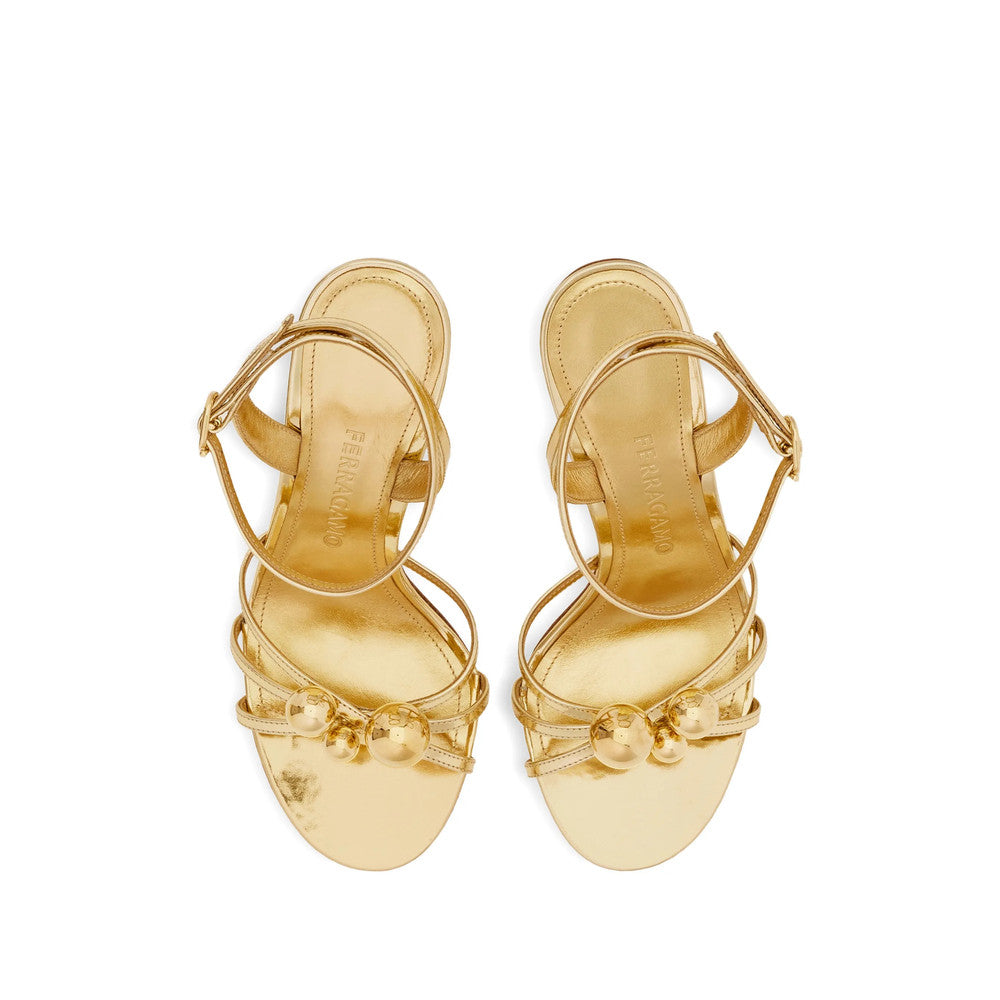 Golden Ankle Strap Embellished Heels 3