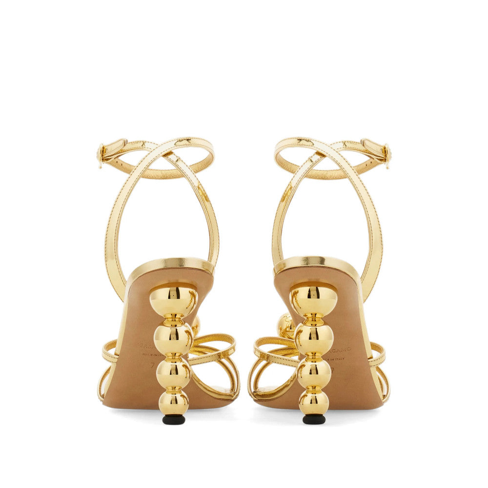 Golden Ankle Strap Embellished Heels 4