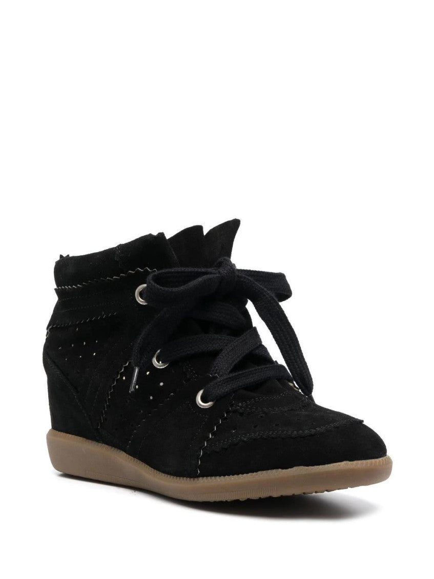 Black Lace Up Wedge Sneakers 2