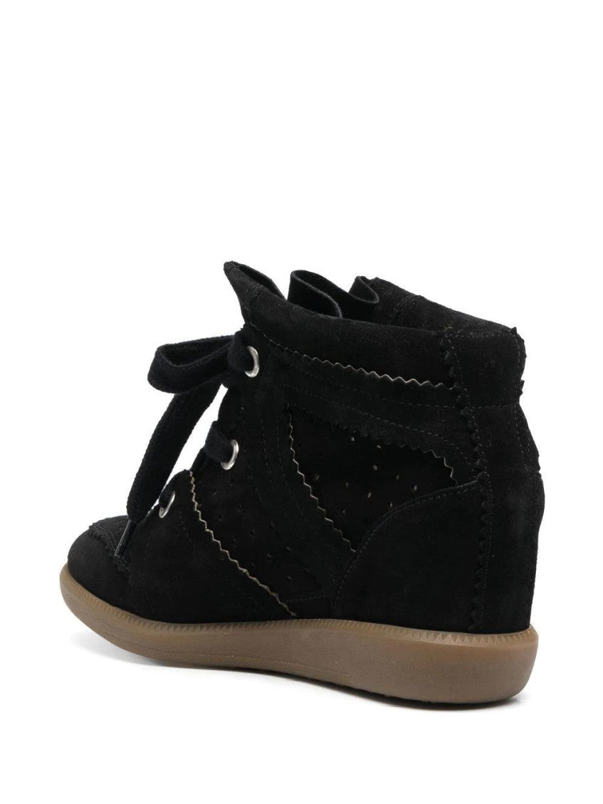 Black Lace Up Wedge Sneakers 3