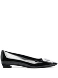 Black Leather Ballet Flats 1